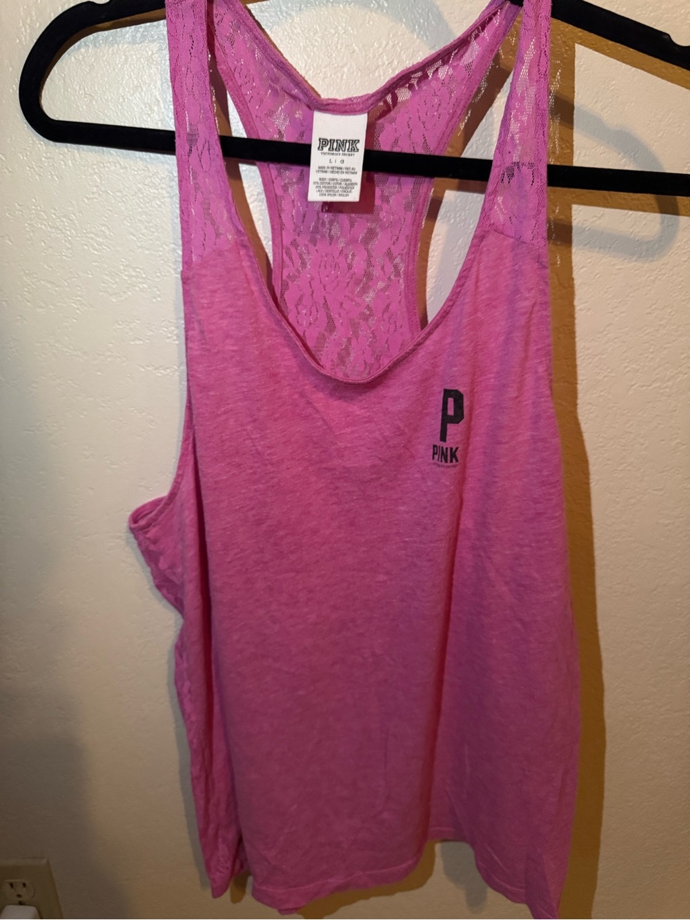 PINK Victoria's Secret Pink Lace Racerback Tank